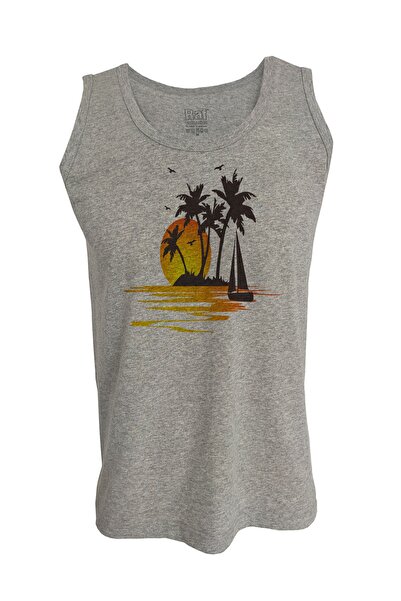 Raf Coll Ανδρικό μπλουζάκι με στάμπα με λουράκι σε γκρι χρώμα