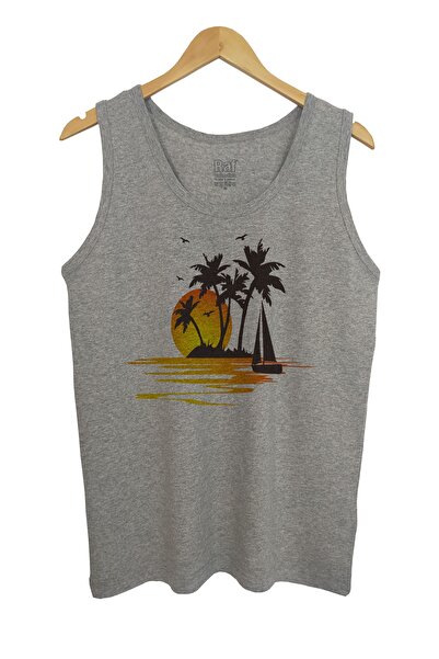 Raf Coll Ανδρικό μπλουζάκι με στάμπα με λουράκι σε γκρι χρώμα