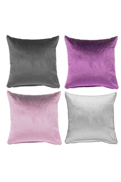 Alacastore Set de 4 huse de pernă din catifea de culoare uni