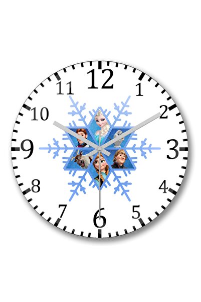 Baskı Dükkanı ساعة حائط زجاجية حقيقية منحنية على شكل ندفة الثلج من إلسا آنا