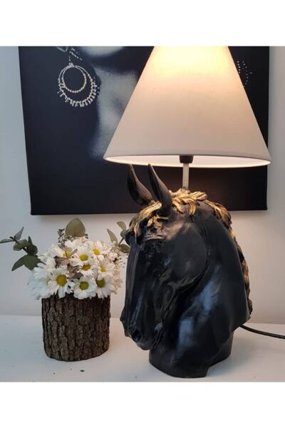 Arose Black Lampshade - Gold Detailed Decor Horse