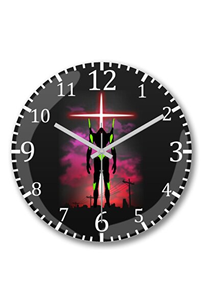 Baskı Dükkanı ساعة حائط نيون جينيسيس إيفانجيليون إيفا آنجل من الزجاج الحقيقي