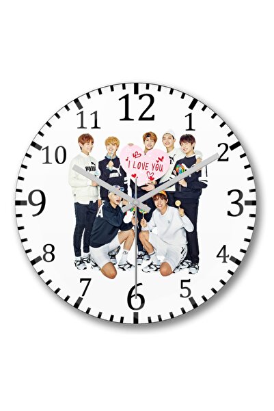 Baskı Dükkanı Ceas de perete Bts I Love You Sticlă Reală Curbată
