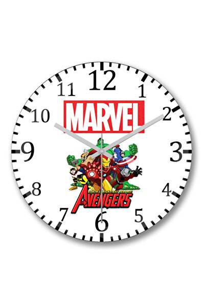 Baskı Dükkanı ساعة حائط Marvel Avengers - زجاج حقيقي منحني