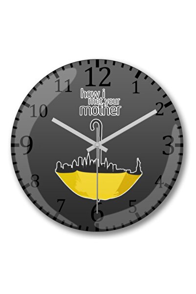 Baskı Dükkanı ساعة حائط كيف قابلت والدتك من الزجاج الحقيقي المنحني