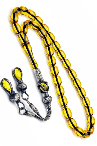 OTTOTESBİH Rozariu din culoarea mierei, chihlimbar foc - argint 1000, capsula 8x12mm croială , cu ciucuri