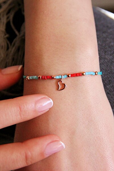 Argentum Concept Gümüş Kalp Motifli Taşlı Makrome Bileklik - B070601