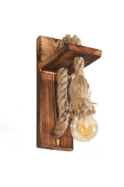 Genel Markalar Ahşap Eskitme Aplik Rustik Jut Halatlı, şık ve doğal dekorasyo...