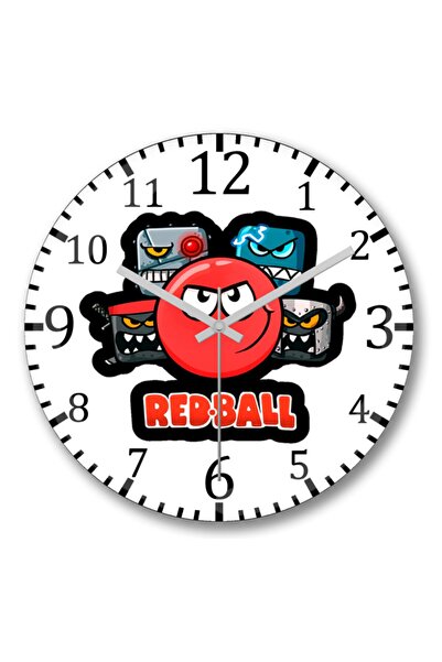 Baskı Dükkanı ساعة حائط Red Ball 4 The Crew Adesivo من الزجاج الحقيقي المنحني