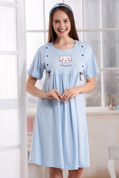 Emose Lohusa Kadın Gecelik Mavi