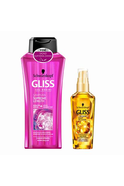 Gliss Supreme Length Shampoo and Glıss Daily Oil Elixir - 8690572787113