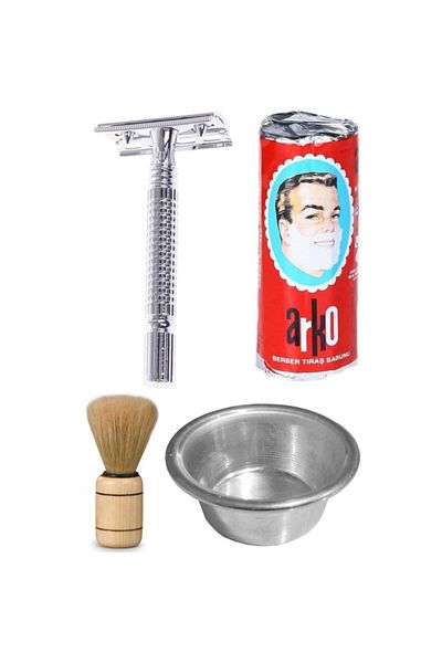 ARKO Soap Shaver Razor 10 Pieces Bowl Brush Classic Shaving Set