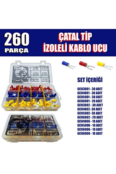 Gwest 260 Parça Çatal Tip Izoleli Kablo Ucu Seti