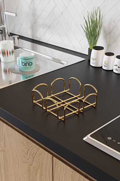 Bino Decorative Metal Stainless Gold Napkin Holder Filled Steel Gold Plated