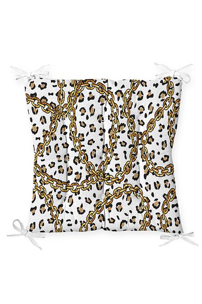 Realhomes White Digital Printed Modern Pouf Chair Cushion