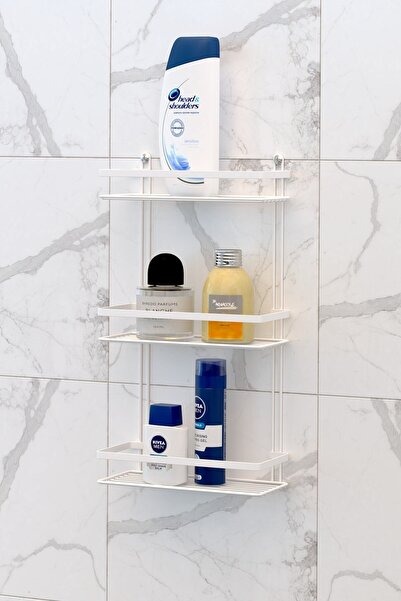 Teknotel Üç Katlı Banyo Rafı Beyaz Es065