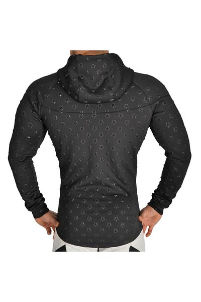 Stilya Men's Black Fitness Performance Hooded Zippered Sweatshirt 3618