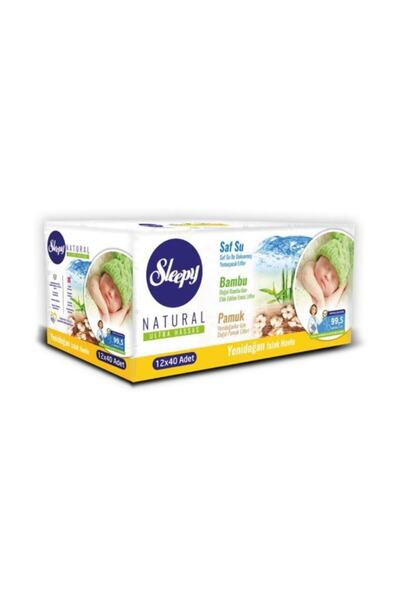 Sleepy Islak Havlu Mendil Yenidoğan Naturel 12x40 Paket 480 Yaprak