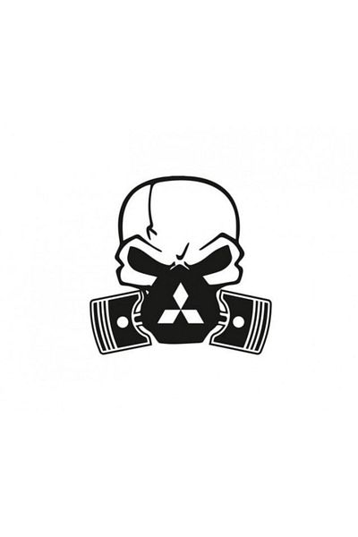 TSC Mitsubishi Piston Skull Car Sticker Pasting