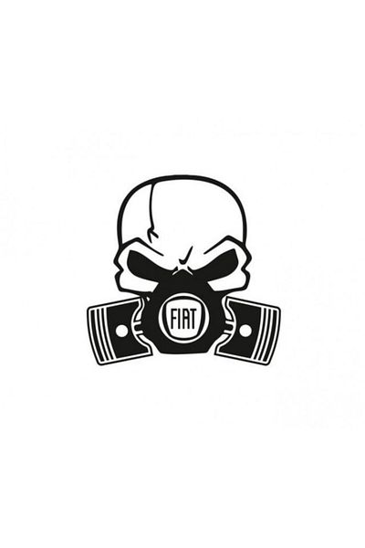 TSC Fiat Piston Skull Car Sticker Pasting