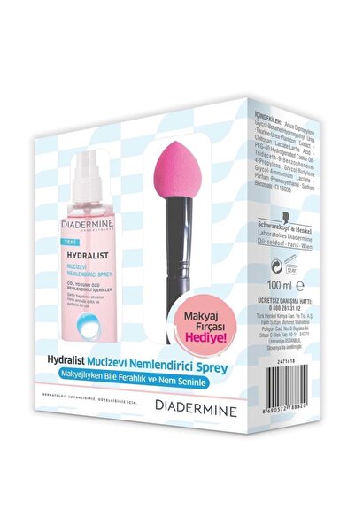 Diadermine Hydralist Nemlendirici Sprey 100 makyaj fırçası Hediyeli