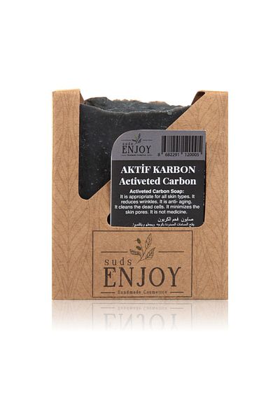 Enjoy Natural Activated Carbon Handmade Face, Hair and Body Soap 100 gr