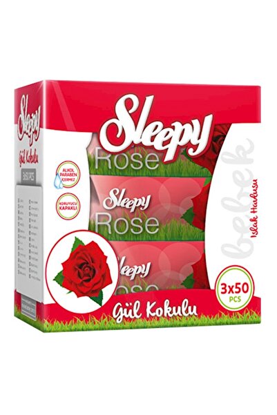 Sleepy Islak Havlu Mendil 50 Yaprak 24 Lü Set Gül/Rose Kapaklı (8Pk*3)