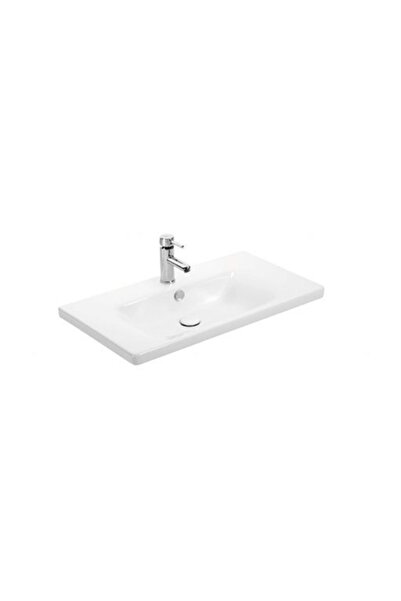 SANOVİT Sanovit Soft 80 cm Konsollu Oval Köşeli Lavabo Beyaz Renk