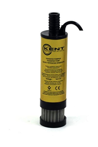KENT 24 Volt Mazot Aktarma Pompası, Mini Kalem Dalgıç Pompa Süzgeçli 42 mm Dı...