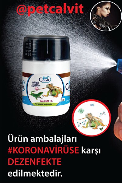 Petcalvit D3 Lü Kalsiyum Tozu - Sürüngenler için iguana Geçko Dragon Bukalemun 100 g