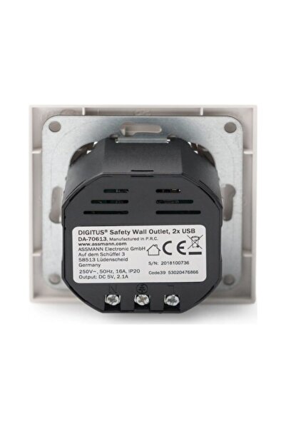 Assmann Digitus Da-70613 Sıva Altı Priz, 2 X porturi USB, 1 X Topraklı Fiş Yu...