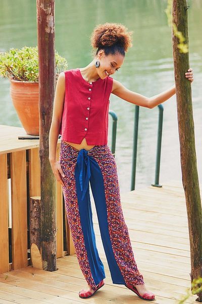Clandestino Floral Authentic Pants Navy Blue