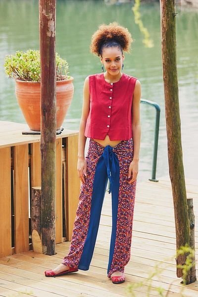 Clandestino Floral Authentic Pants Navy Blue