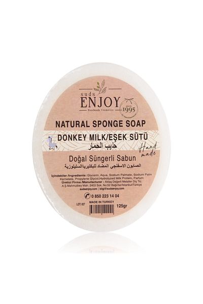 Enjoy Natural Soap Donkey Milk Handmade Sponge Body Shower Soap 125 gr