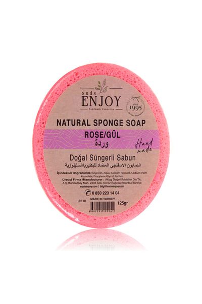Enjoy Natural Soap Rose Handmade Sponge Body Shower Soap 125 gr