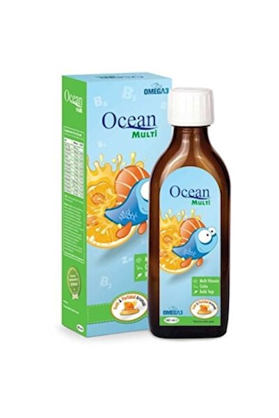 Ocean أوشن متعدد الفيتامينات والمعادن - زيت السمك (نكهة البرتقال) 150 مل
