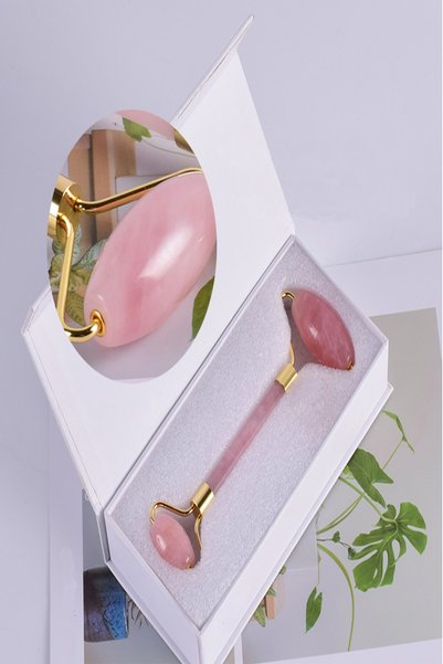 NehirTaş Certified Natural Double Sided Pink Quartz Stone Massage Tool