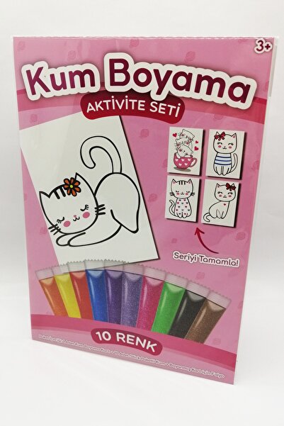Kumbo Kum Boyama Fiyonklu Kedi | Kedi Kum Boyama Aktivite Seti Tekli Paket