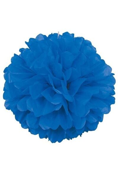Happyland Mavi Pelur Kağıt Ponpon Çiçek 25 cm