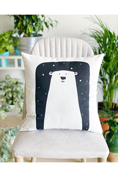 Bikutumutluluk Gift - Pillow Case - Happy White Bear with Stars Throw Pillow ...