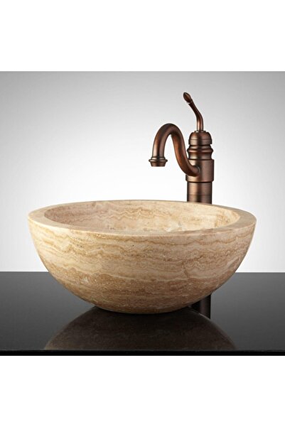 MYM Mermer Yapı Market Tasarım Traverten Yuvarlak Lavabo