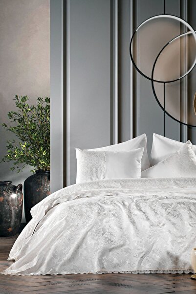 ZEBRACASA طقم بيكيه كريمي من برونا - مع غطاء لحاف مزدوج