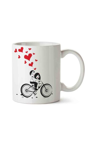 Adell Bicycle Heart Printed Mug Cup