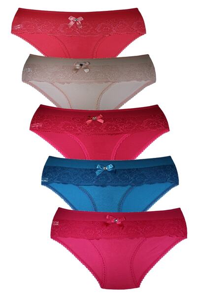 CottonStar Kadın Büyük Beden Dantelli / Taşlı Külot 5'li Mix Paket