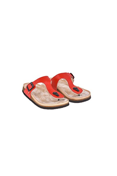 Moosefield Red Genuine Leather Women's Slippers