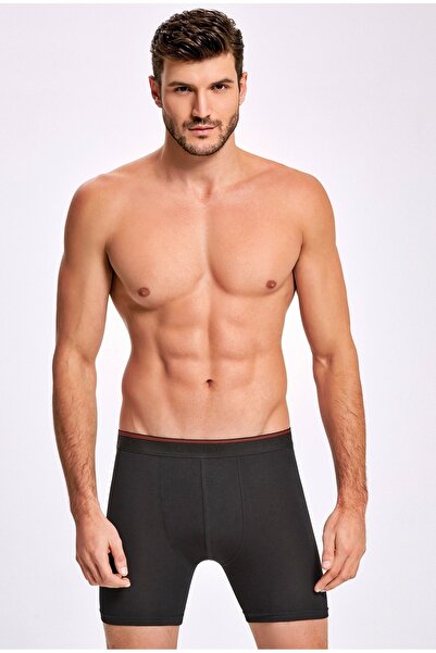 İlke Men's Single Box Black Color Extra Long Lycra Boxers