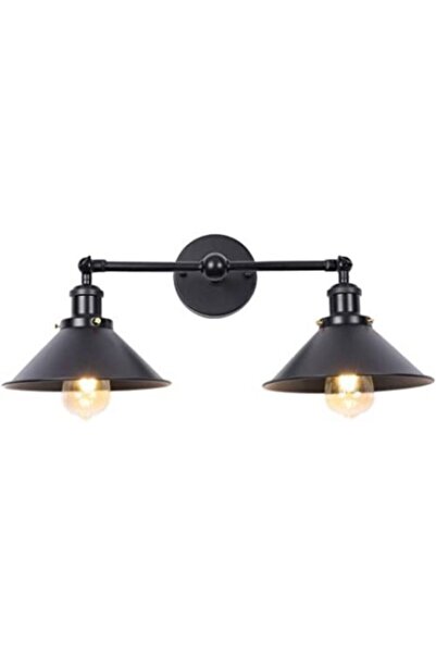 RİOLİGHT شمعدان حائط معدني ريترو ريفي 2xe27 حامل مصباح ريفي متحرك الرأس معدني شمعدان حائط معدني قطره 22 سم