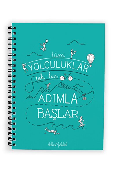 Bikutumutluluk Hediyelik - N018 A5 Tasarım Spiralli Defter - Tek Bir Adım Not...