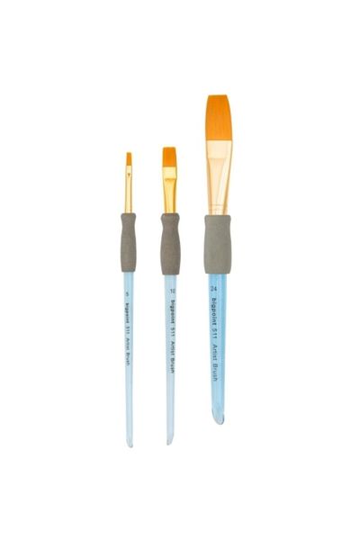 Bigpoint 511 Series Synthetic Bristle Acrylic Handle Flat Cut Brush No: 5-10-24 (Set of 3) 1 Set