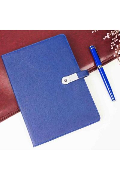 hediyerengi 16 GB Memory USB Notebook and Pen Set Navy Blue